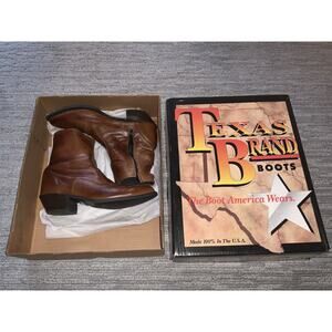 Men’s Brown Texas Brand Cowboy Boots. M 374 10D Excellent